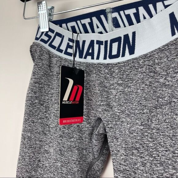 NEW Muscle Nation Luxe Seamless Low Rise Workout Leggings Grey Women's Size XS - Picture 5 of 5